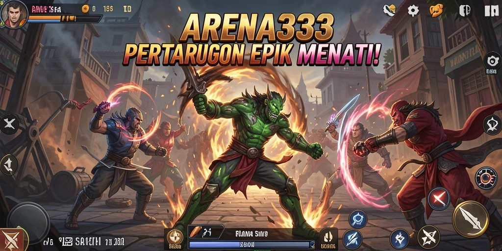 Tampilan menarik dari gameplay pertarungan di ARENA333.