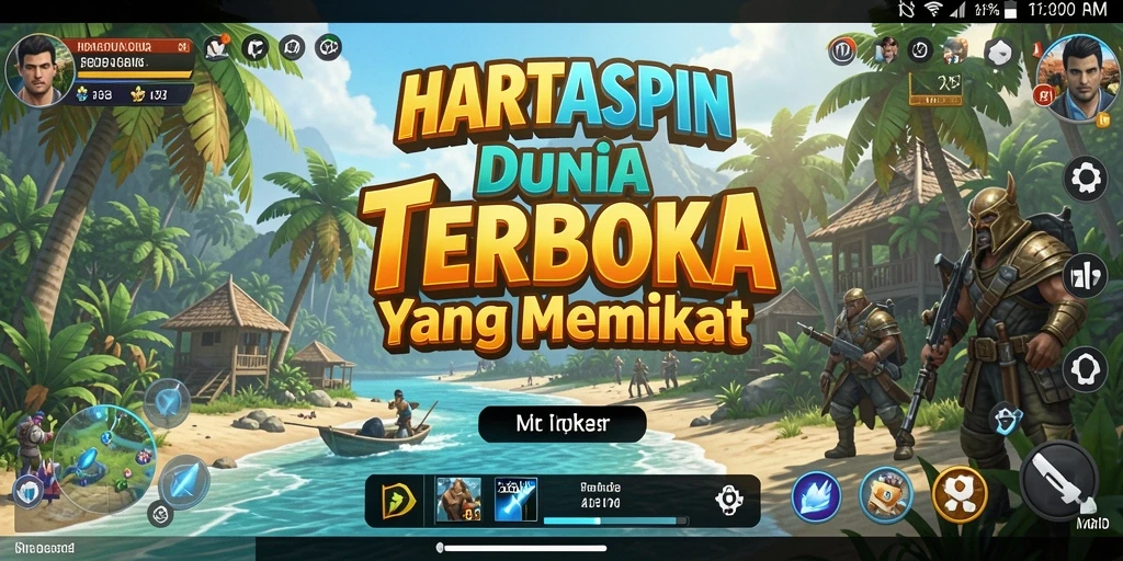 Tampilan gameplay HARTASPIN yang menakjubkan di dunia terbuka.