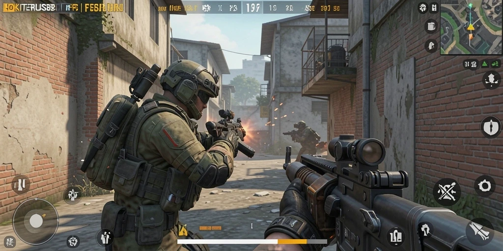 Screenshot gameplay HOKITERUS88 menampilkan pertempuran FPS yang intens dan mendebarkan.