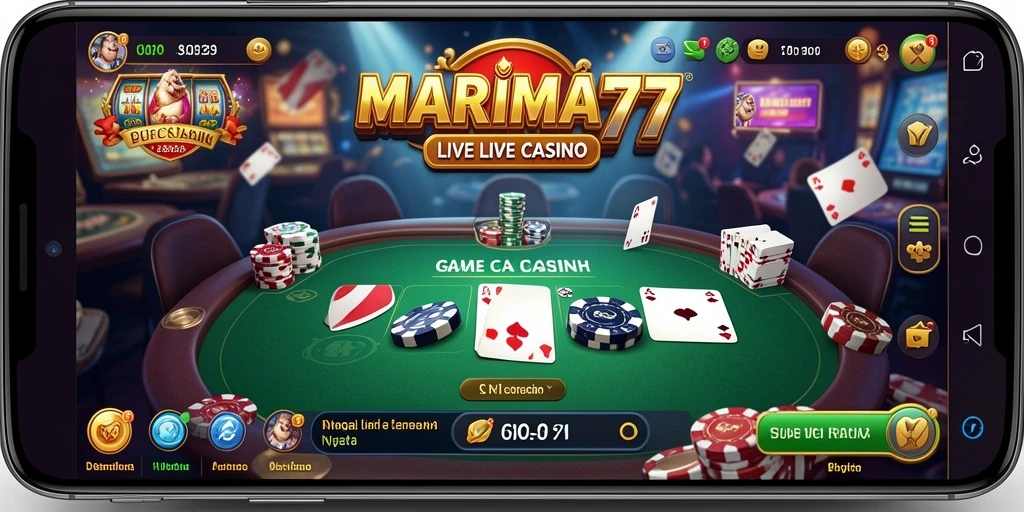 Tampilan utama gameplay Live Casino di MARIMA77 dengan dealer langsung.