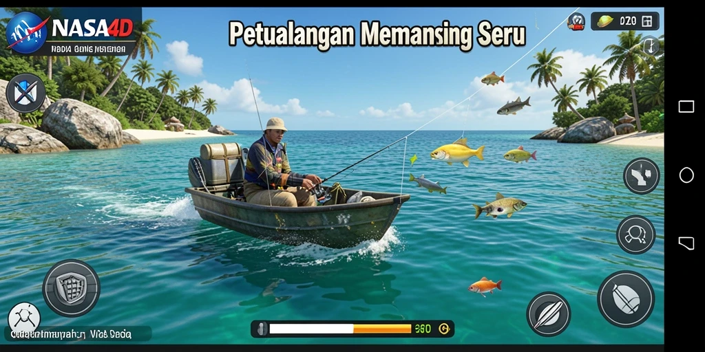 Tangkapan ikan besar di lautan luas dalam NASA4D.