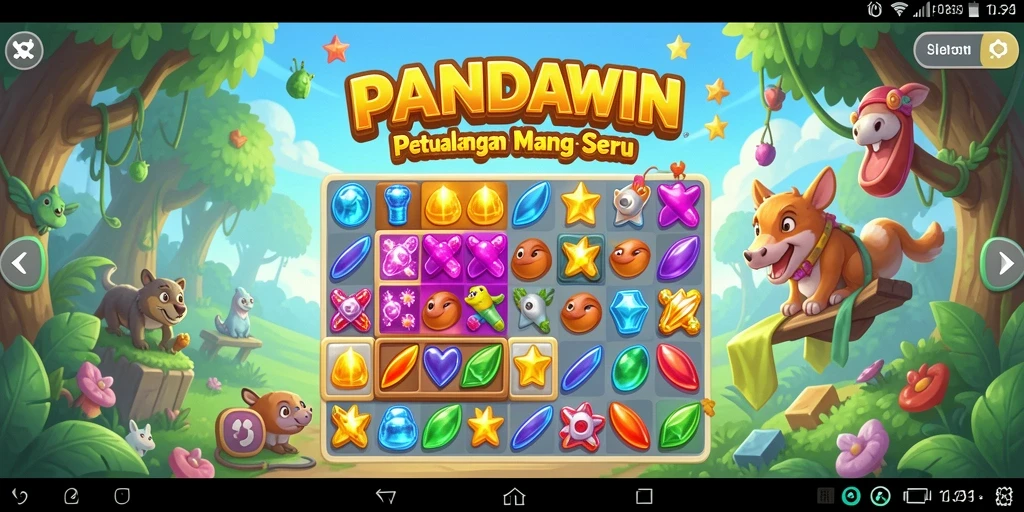 Screenshot gameplay PANDAWIN dengan kombinasi warna yang cerah.