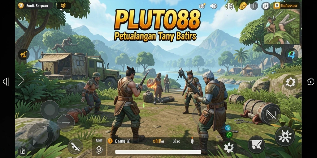 Gameplay PLUTO88 menampilkan eksplorasi dunia terbuka yang luas.
