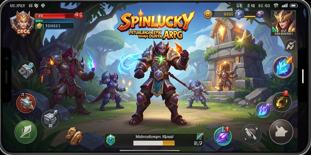 Tampilan epik dari aksi gameplay SPINLUCKY yang mendebarkan.