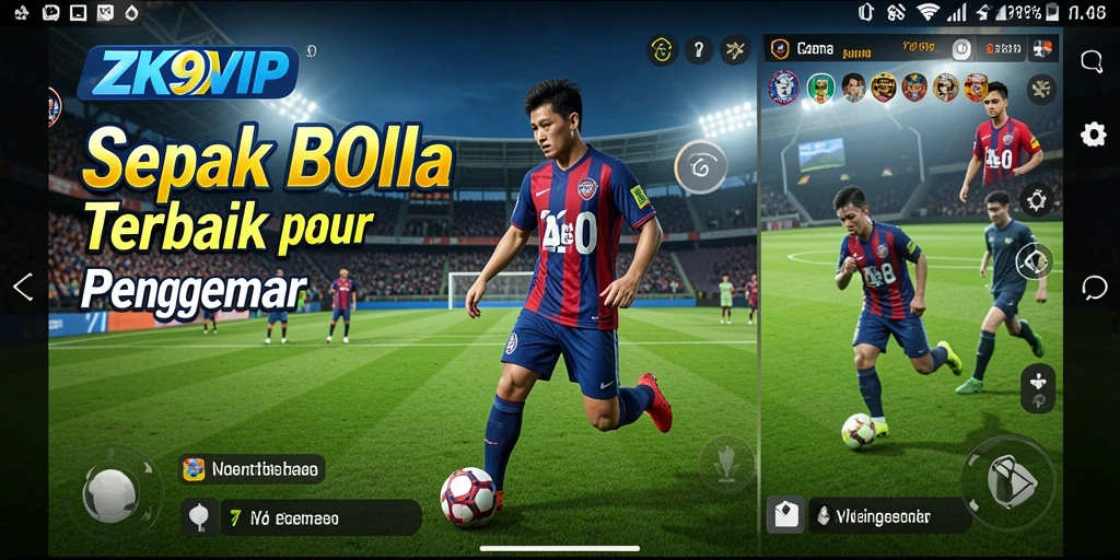 Screenshot gameplay ZK9VIP menampilkan aksi taktis pertandingan sepak bola.